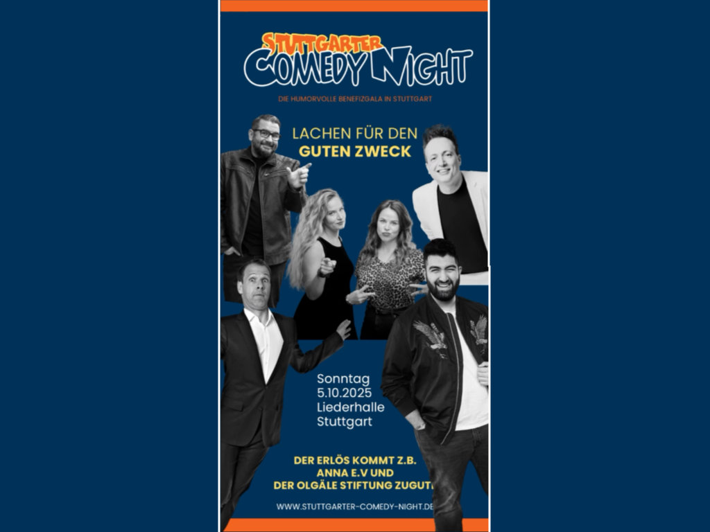 Werbebanner der Stuttgarter Comedy Night mit den 6 Künstlern