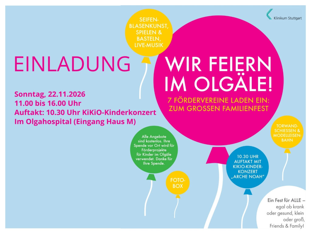 Grafik-Plakat des Familienfestes mit bunten Luftballons und den Infos zum Fest